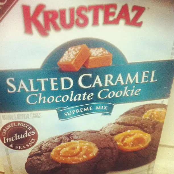 Krusteaz salted caramel chocolate cookie mix box