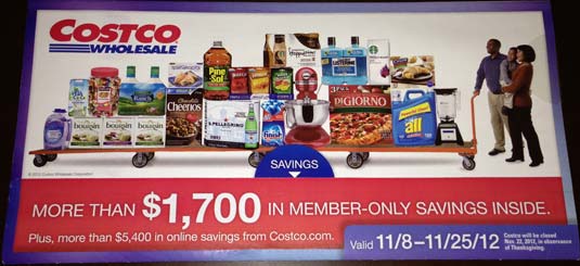 November 2012 Costco coupon book cover