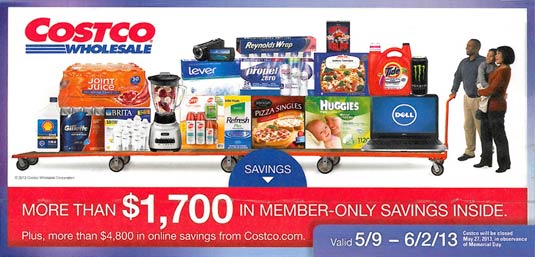 May 2013 Costco coupon book cover page