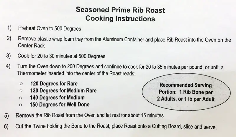 Prime Rib Cooking Instructions