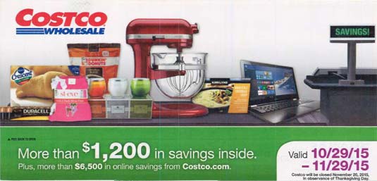 November 2015 Costco Coupon Book Cover