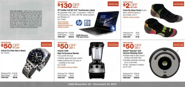 December 2015 Costco Coupon Book Page 1