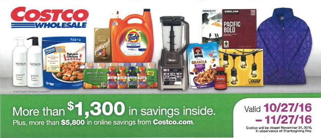 November 2016 Costco Coupon Book Cover