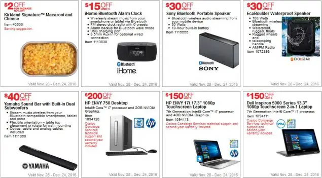 Costco Coupons December 2016 Page 1