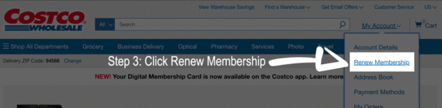Step 3 Click Renew Membership
