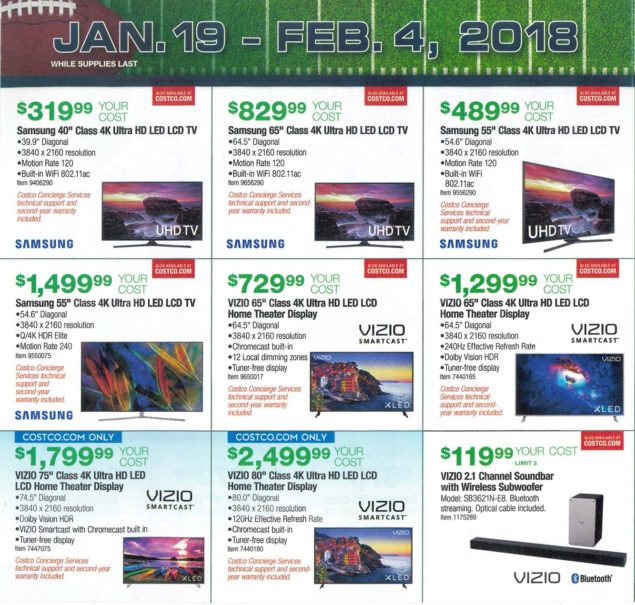 Costco Super Bowl TV Deals 2018 Page 2