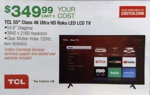 TCL 55in 4k LED TV