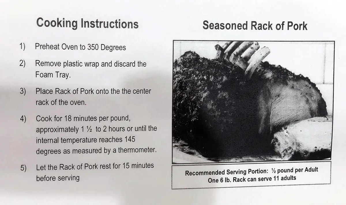 Seasoned Rack of Pork Cooking Instructions