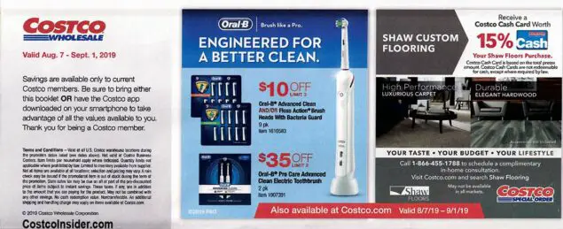 Costco August 2019 Coupon Book Page 1