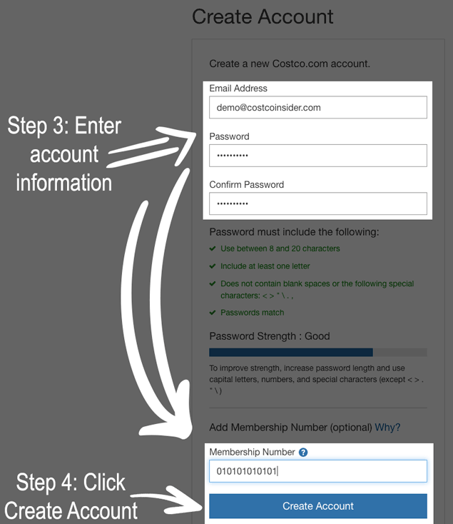 Fill out your account information