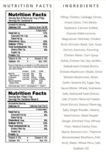 Bibigo Steamed Dumplings Nutrition Facts