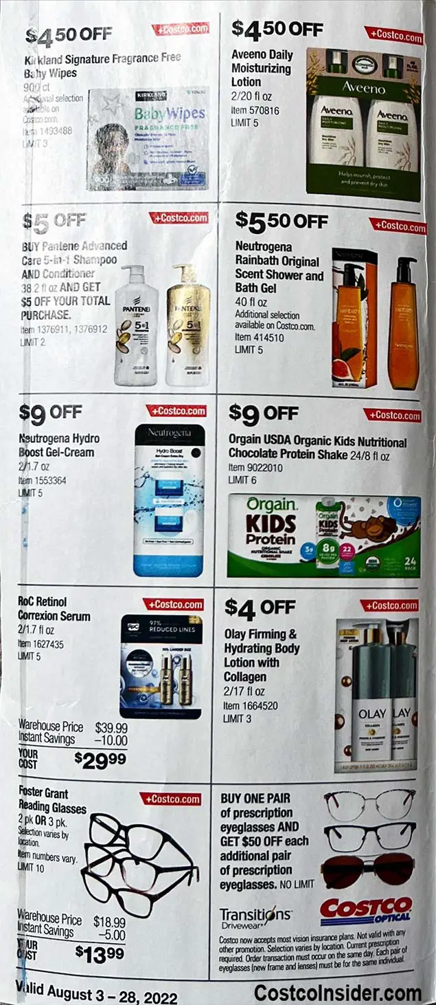 Costco August 2022 Coupon Book Page 1
