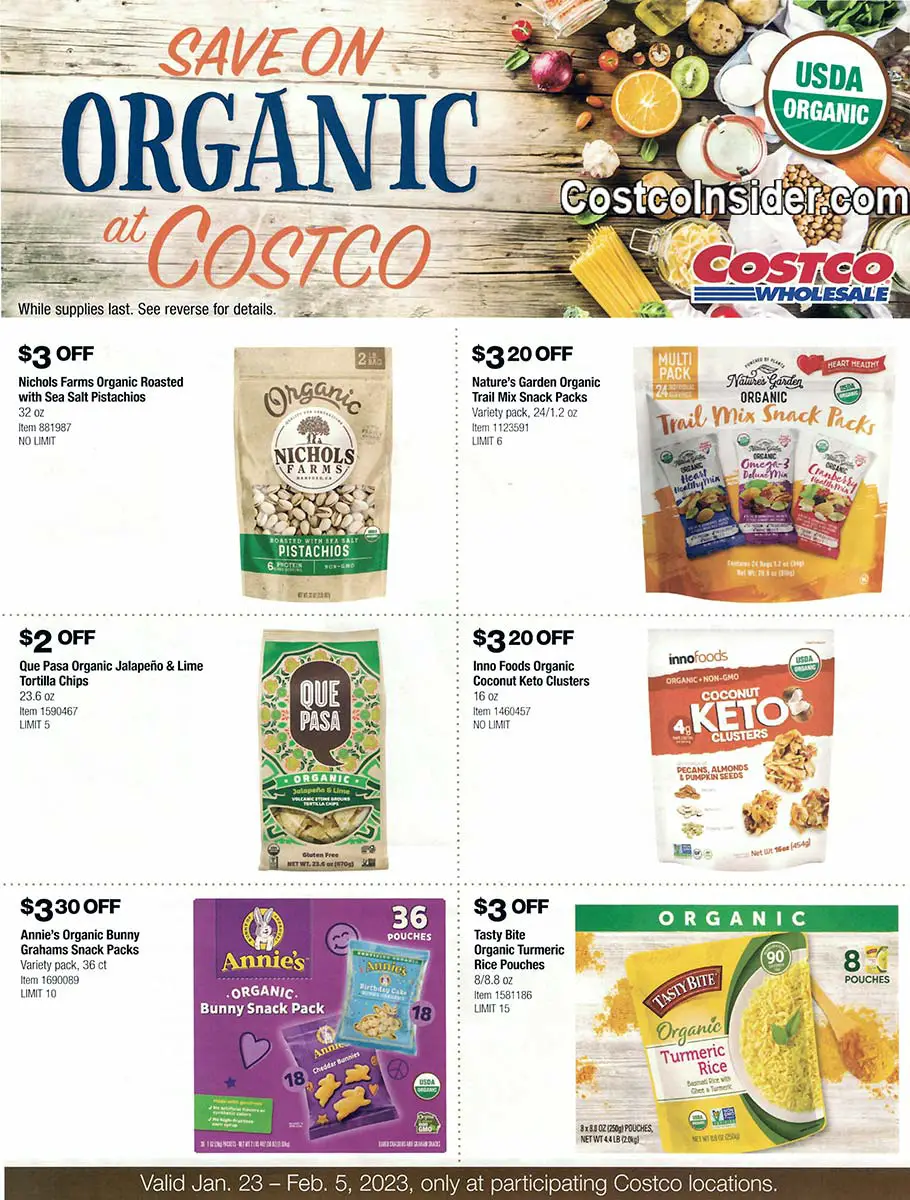 Costco January 2023 Organic Foods Flyer Page 1