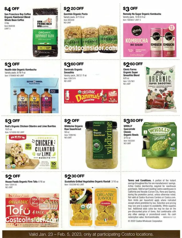 Costco January 2023 Organic Foods Flyer Page 2