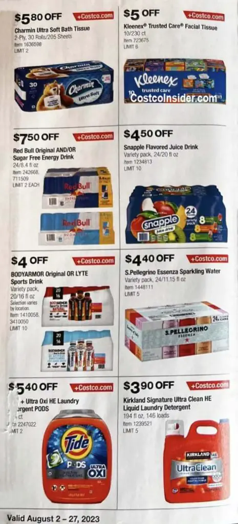 Costco August 2023 Coupon Book Page 1