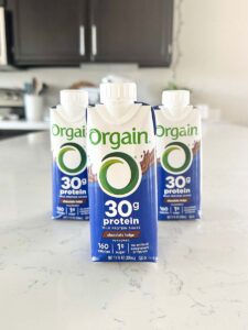 Orgain 30g Shake on Counter