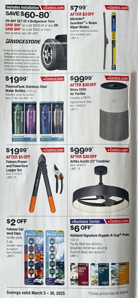 Costco March 2025 Coupon Book Page 1
